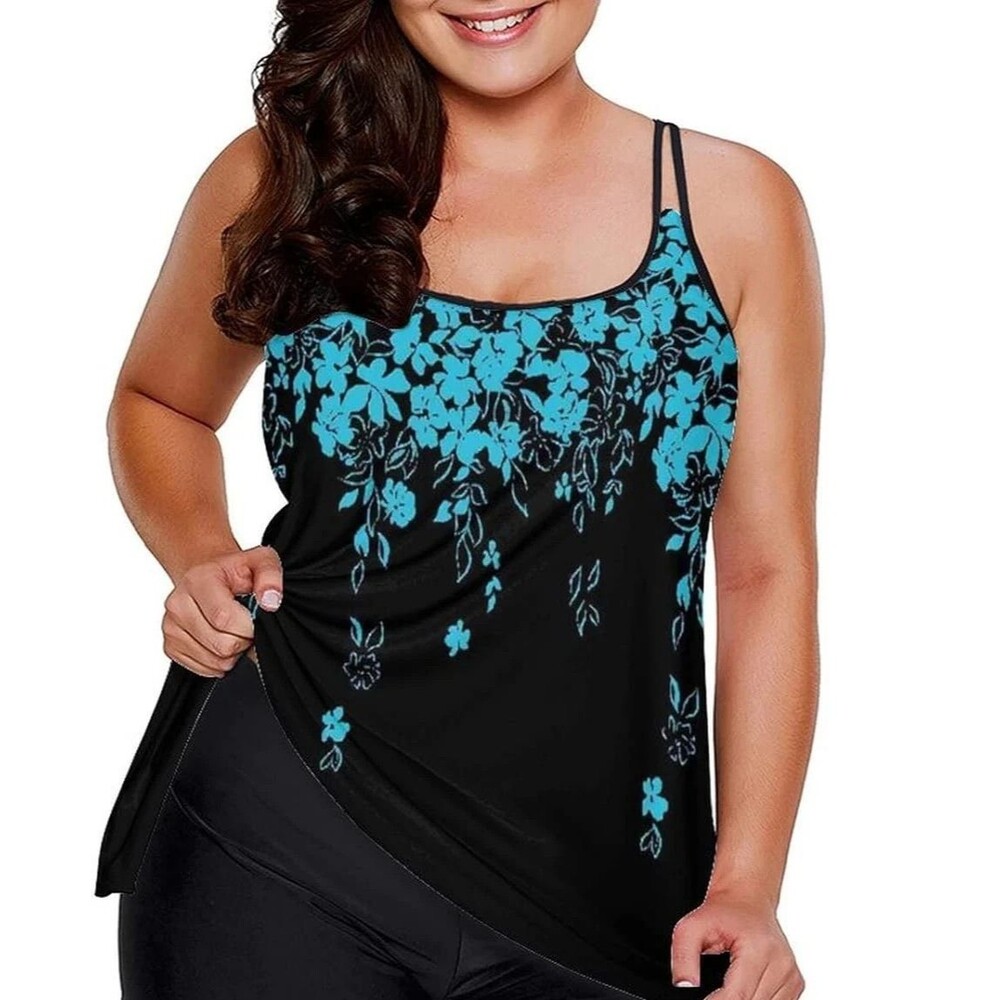 Womens swimsuit 2025 Tankini Swimsuit Tummy Control Flowy Swimwear top only 3XL